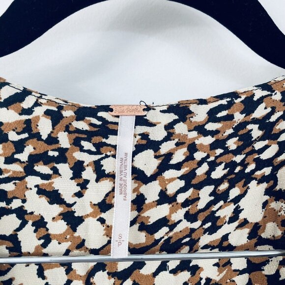 Free People French Quarter Mini Wrap Dress Jet Combo Leopard Print Black Small - Picture 5 of 11